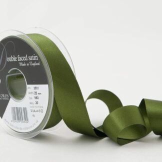 Berisfords Cypress Green 980 Double Sided Satin Ribbon 25mm Full 20 Metre Roll