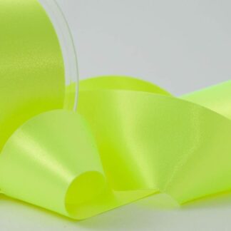 Berisfords Fluorescent Yellow 6846 Double Sided Satin Ribbon 15mm Full 20 Metre Roll