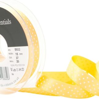 Berisfords Gold 37 Micro Dots Satin Ribbon 15mm Full 20 Metre Roll
