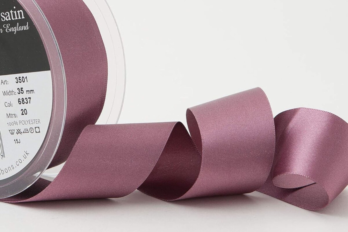 Berisfords Grape 6837 Double Sided Satin Ribbon 25mm Full 20 Metre Roll
