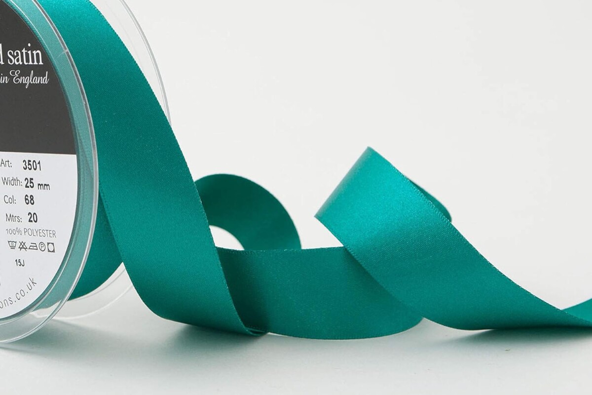 Berisfords Jade 68 Double Sided Satin Ribbon 25mm Full 20 Metre Roll