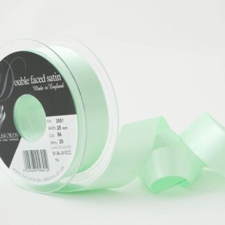 Berisfords Mint Green 56 Double Sided Satin Ribbon 25mm Full 20 Metre Roll