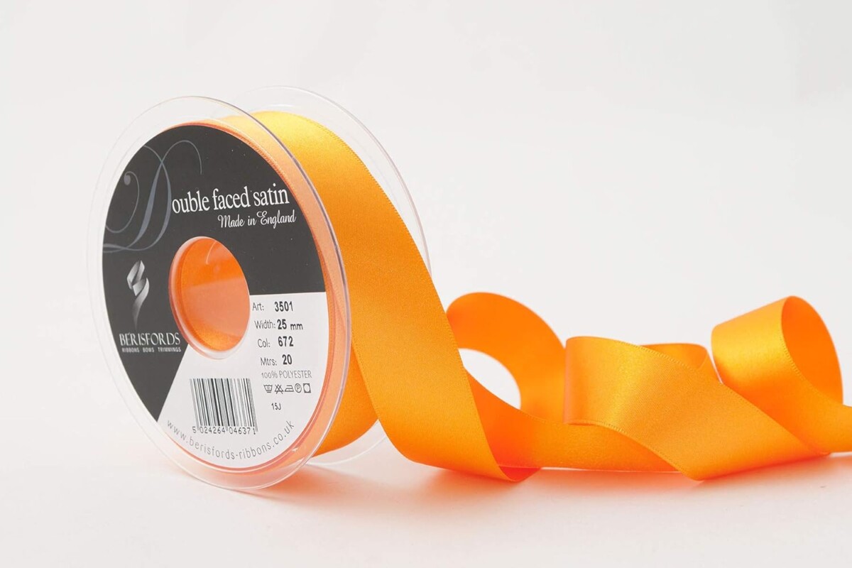 Berisfords Marigold 672 Double Sided Satin Ribbon 25mm Full 20 Metre Roll