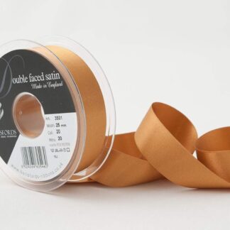 Berisfords Old Gold 20 Double Sided Satin Ribbon 15mm Full 20 Metre Roll