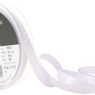 Berisfords Orchid Lilac 910 Micro Dots Satin Ribbon 25mm Full 20 Metre Roll