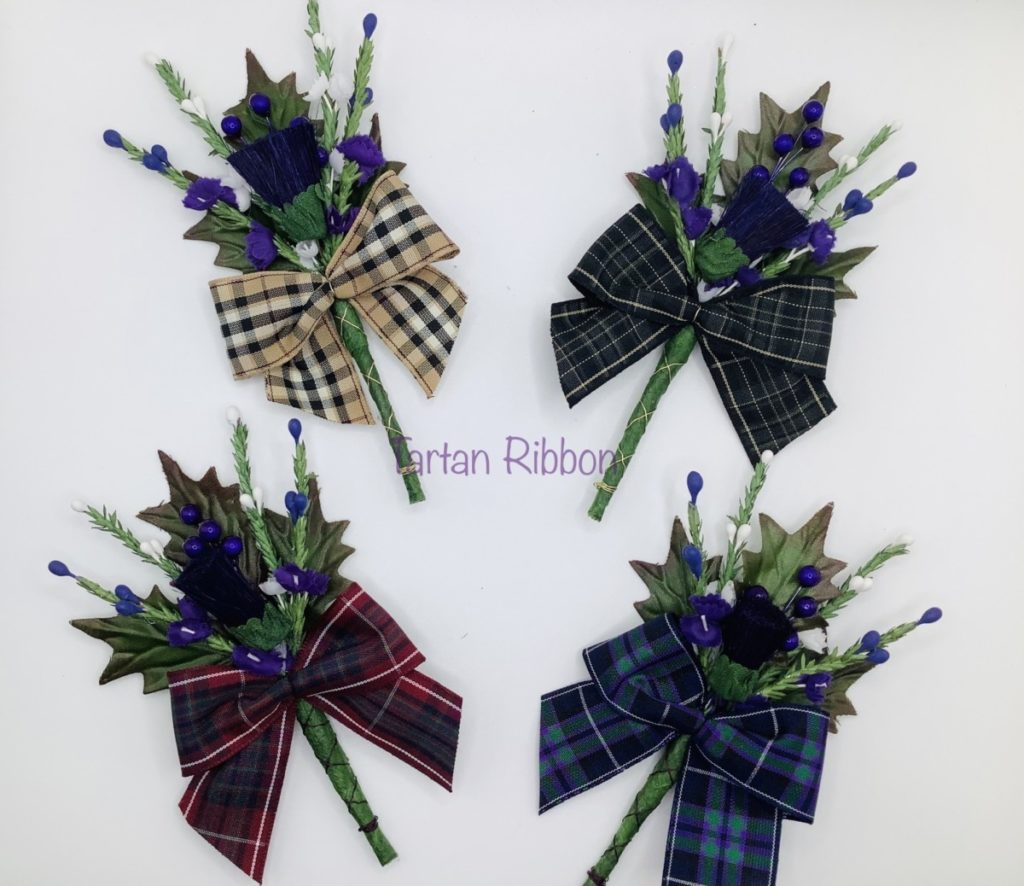 Artificial Buttonholes Highland Pride of Scotland Tartan Ribbon x 10 ...