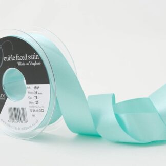 Berisfords Aqua 78 Double Sided Satin Ribbon 25mm Full 20 Metre Roll