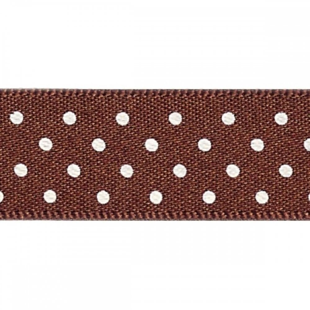 Berisfords Brown 25 Micro Dots Satin Ribbon 25mm Full 20 Metre Roll - Image 3