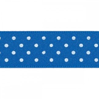 Berisfords Dark Royal Blue 243 Micro Dots Satin Ribbon 25mm Full 20 Metre Roll
