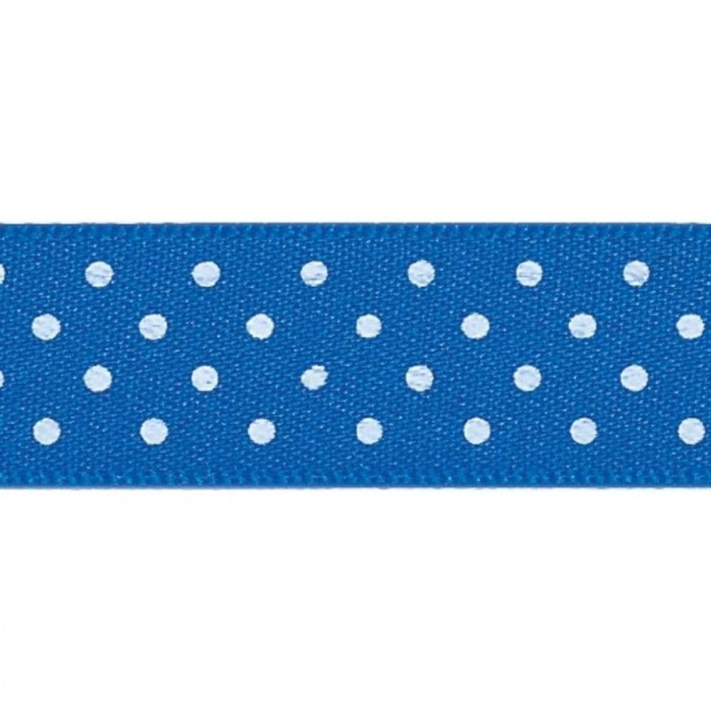 Berisfords Dark Royal Blue 243 Micro Dots Satin Ribbon 25mm Full 20 Metre Roll