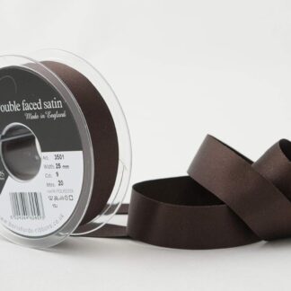 Berisfords Cuban Brown 9 Double Sided Satin Ribbon 25mm Full 20 Metre Roll