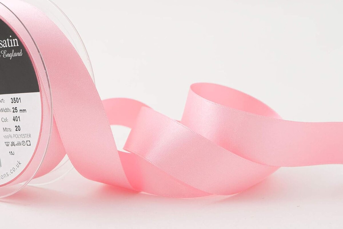 Berisfords Dark Rose Pink 401 Double Sided Satin Ribbon 25mm Full 20 Metre Roll