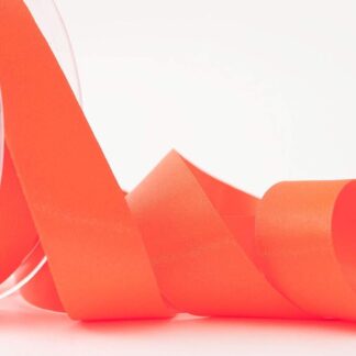 Berisfords Fluorescent Orange 6844 Double Sided Satin Ribbon 25mm Full 20 Metre Roll