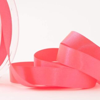 Berisfords Fluorescent Pink 6845 Double Sided Satin Ribbon 25mm Full 20 Metre Roll