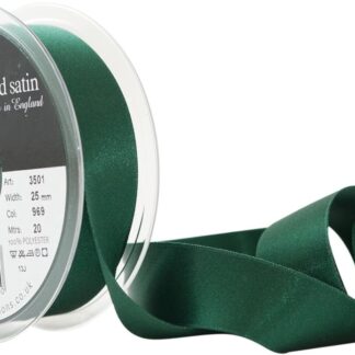 Berisfords Forest Green 969 Double Sided Satin Ribbon 15mm Full 20 Metre Roll