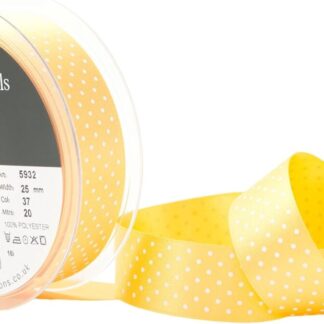 Berisfords Gold 37 Micro Dots Satin Ribbon 25mm Full 20 Metre Roll