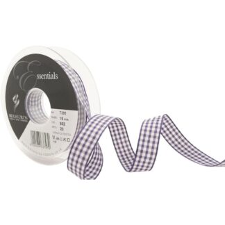 Berisfords Liberty Purple Gingham Check Ribbon 25mm Full 20 Metre Roll