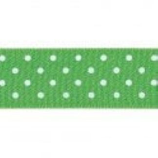 Berisfords Meadow Green 664 Micro Dots Satin Ribbon 25mm Full 20 Metre Roll