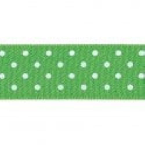 Berisfords Meadow Green 664 Micro Dots Satin Ribbon 25mm Full 20 Metre Roll