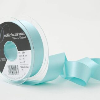 Berisfords New Turquoise 48 Double Sided Satin Ribbon 25mm Full 20 Metre Roll