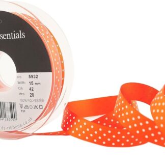 Berisfords Orange Delight 42 Micro Dots Satin Ribbon 15mm Full 20 Metre Roll