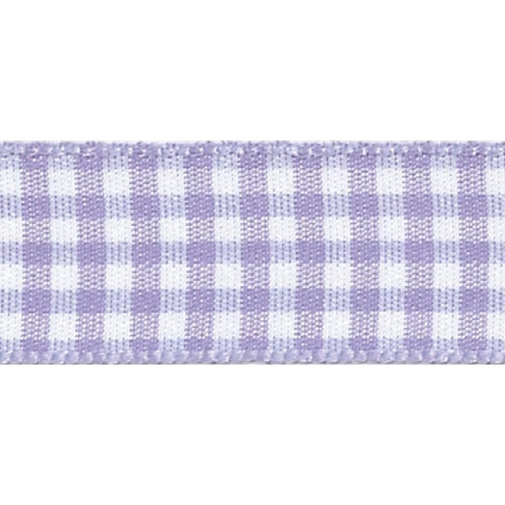 Berisfords Orchid Lilac 910 Gingham Check Ribbon 25mm Full 20 Metre Roll - Image 3