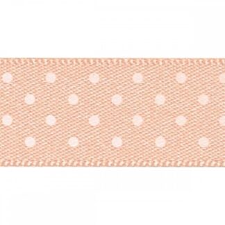 Berisfords Peach 71 Micro Dots Satin Ribbon 15mm Full 20 Metre Roll