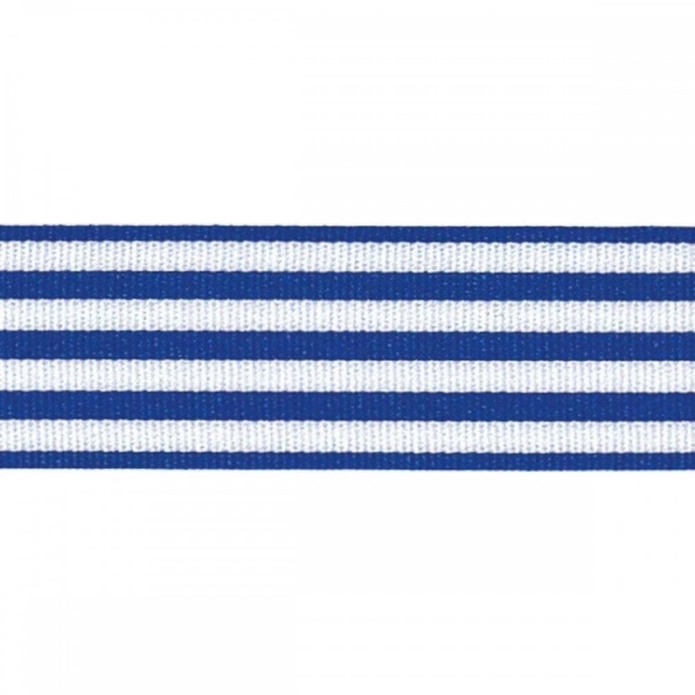 Berisfords Royal Blue 1110 Striped Ribbon 25mm Full 25 Metre Roll