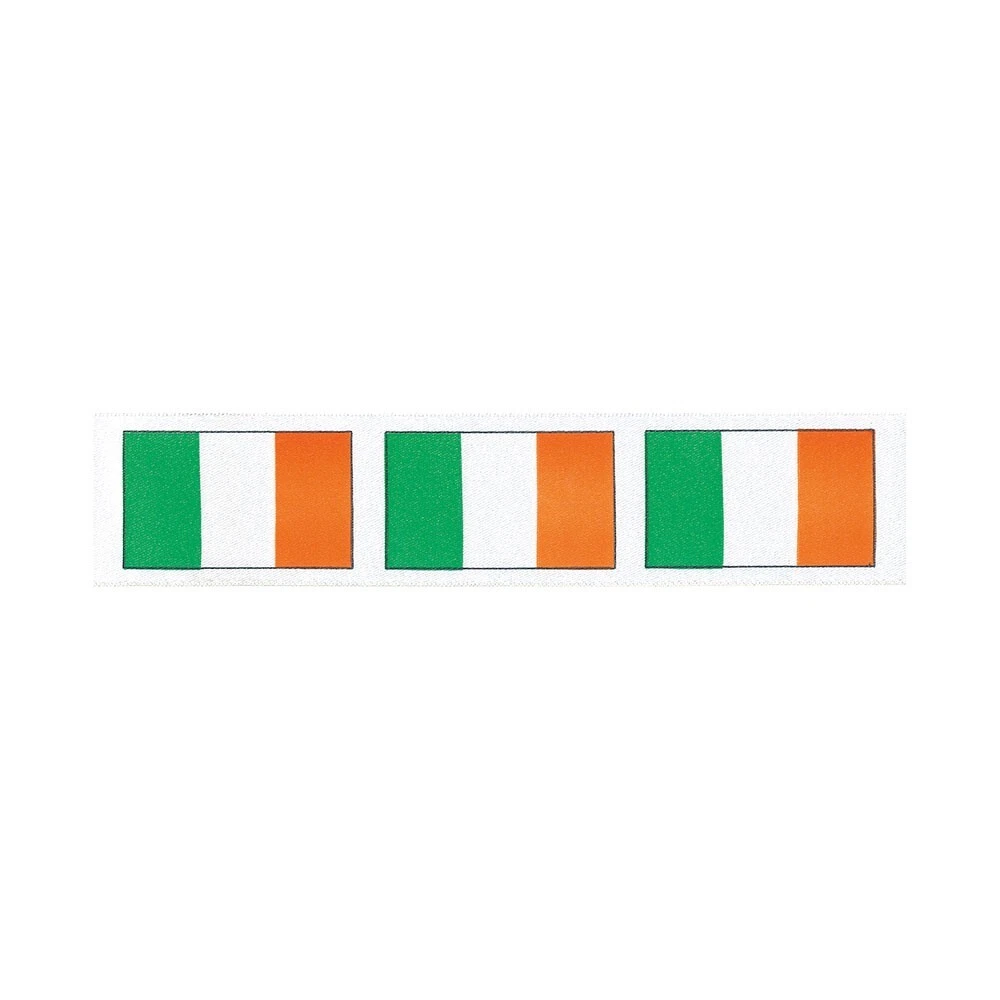 Berisfords Irish Flag Decorated Single Sided Satin Ribbon 25mm Full 20 Metre Roll