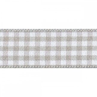 Berisfords Steel Grey 18 Gingham Check Ribbon 25mm Full 20 Metre Roll