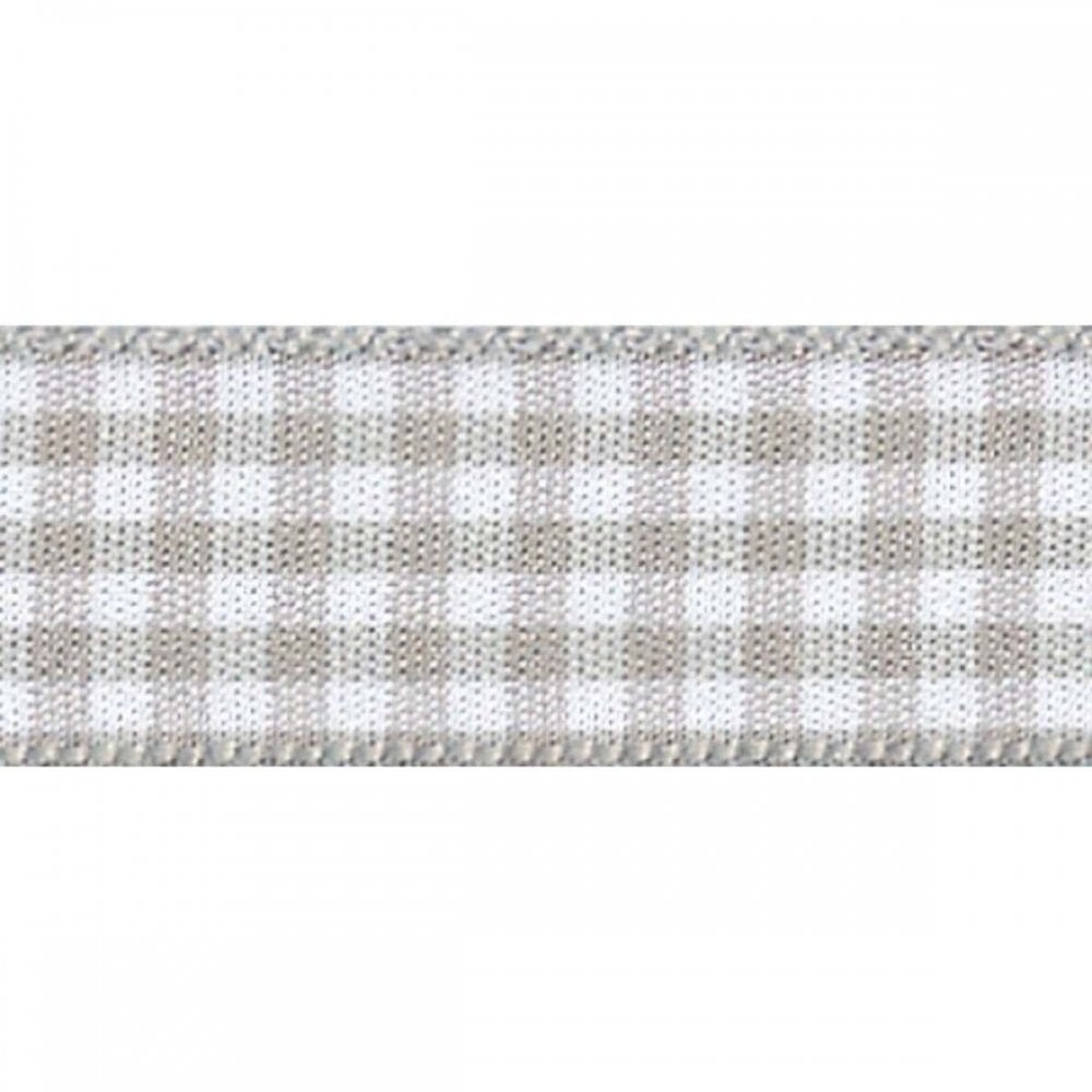 Berisfords Steel Grey 18 Gingham Check Ribbon 25mm Full 20 Metre Roll