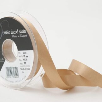 Berisfords Straw 6835 Double Sided Satin Ribbon 15mm Full 20 Metre Roll