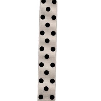 Berisfords 15mm Ivory & Black Polka Dot Grosgrain Ribbon 4 Metre Length