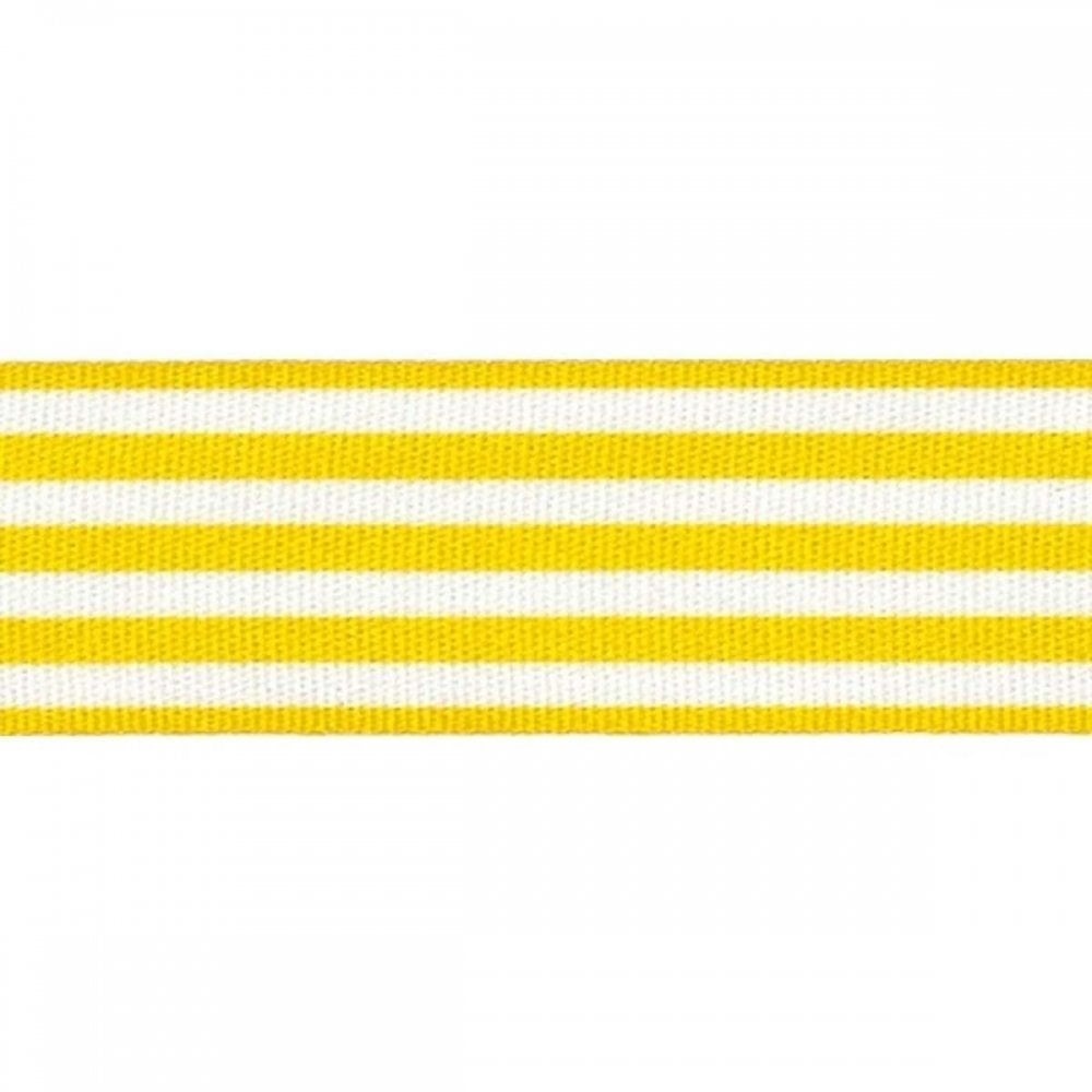 Berisfords Yellow 106 Striped Ribbon 16mm Full 25 Metre Roll